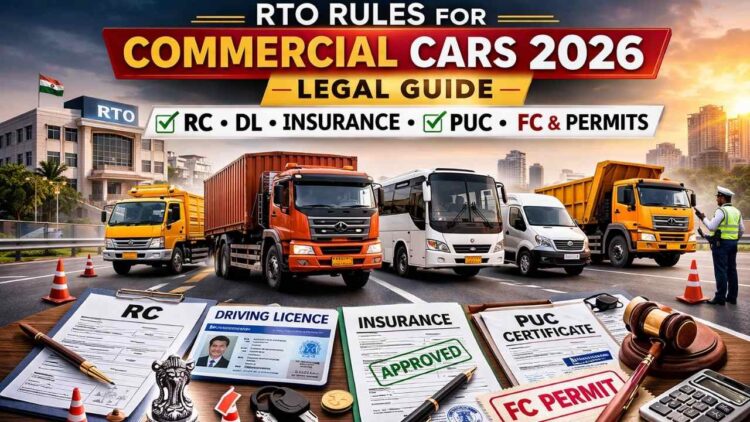 RTO Rules for Commercial Cars 2026: Legal Guide Covering RC, DL, Insurance, PUC, FC & Permits